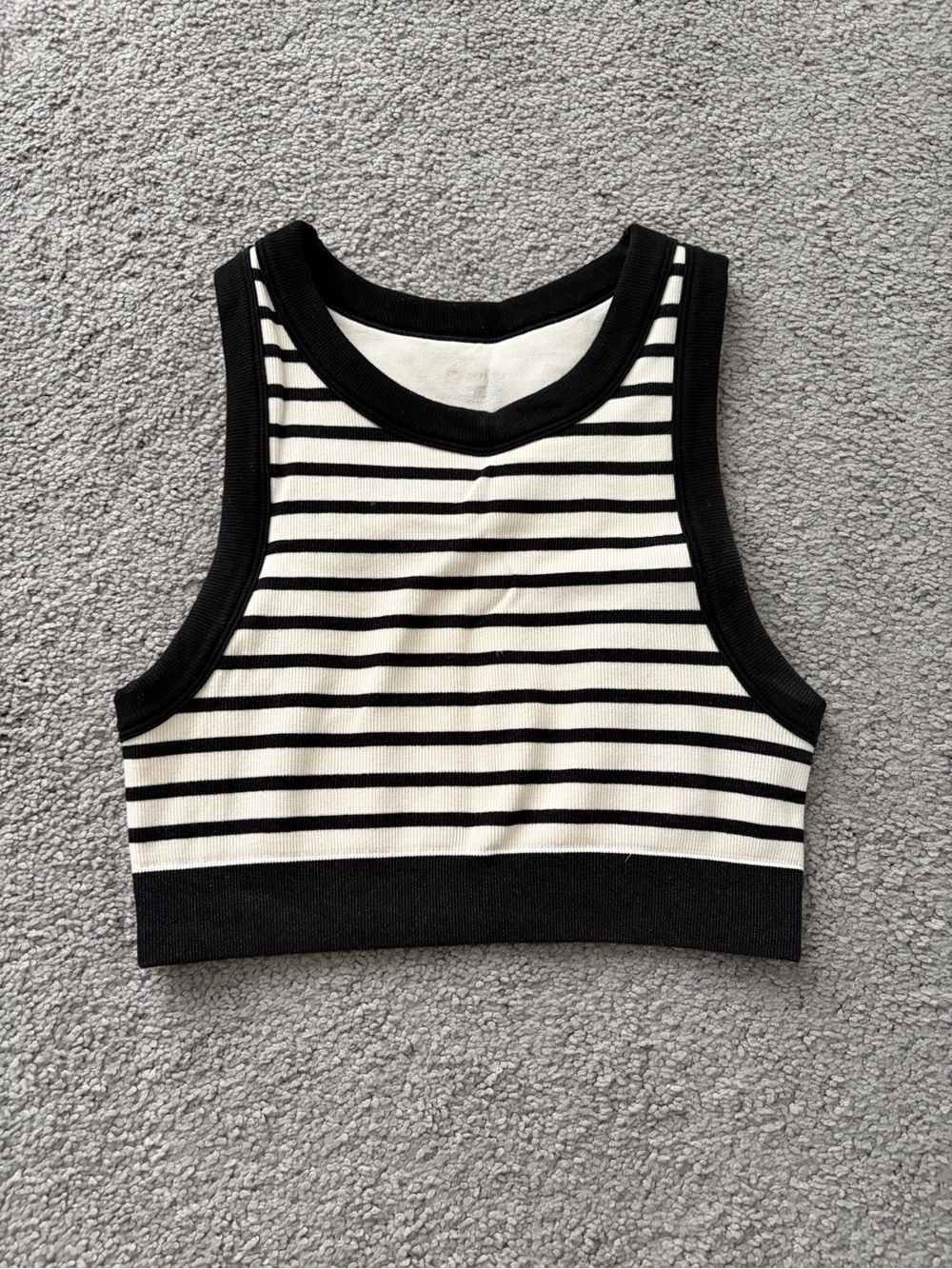Offline by Aerie Striped Black and White Crop Tank Top